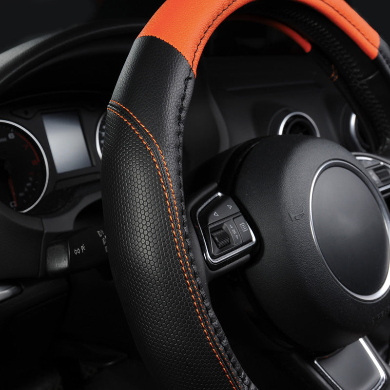 Universal Leather Car Steering Wheel Cover 38cm Car-Styling Sport Auto Steering Wheel Covers Anti-Slip Automotive Accessories Orange