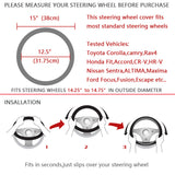 BestBuySale Steering Wheel Covers Black Pu Leather Lychee Pattern with Luxury Crystal Rhinestone Steering Wheel Cover 