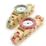 BestBuySale Wooden Watch Women's Octagon Natural Bamboo Watch in Wooden Box - Green,Pink,White 