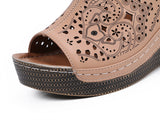 BestBuySale Heels Women's Fashion Platform Wedge Slipper Heels - Brown 