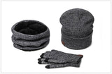 BestBuySale Skullies & Beanies Collar Scarf + Gloves + Knitted Skullies Beanie Set or winter - Dark Grey,Rose Red,Coffee,Grey,Light Grey,Black 