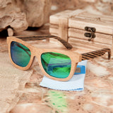 BestBuySale Wooden Sunglasses Polarized Square Wood Frame Sunglasses In Wooden Gift Box-Green,Blue,Yellow,Gray 
