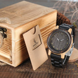 BestBuySale Wooden Watch Men's/Women's Couple's Arabic Numerals Ebony Band Wooden Watches in Gift Box 
