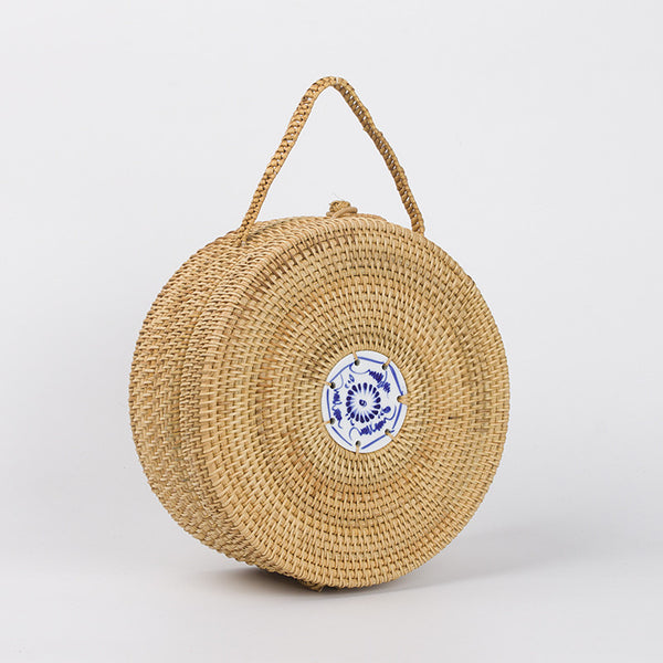 BestBuySale Beach Bags Mini Circle Straw Bags Handmade High Quality Beach Handbags for Women Summer 