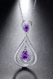 BestBuySale Pendant Necklace Real 925 Sterling Silver Pendant Necklace With Purple CZ 