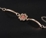 BestBuySale Bracelet Lead & Nickel Free Women's Rose Gold Bracelet With Red AAA Zircon Flower 