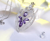 BestBuySale Pendant Necklace 925 Silver Sterling Pendant Necklace With Water Drop Shape Purple Shiny CZ 