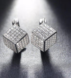 BestBuySale Earrings Women's 925 Sterling Silver Solid Earrings with Square Shape Shiny Austrian CZ 