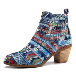 BestBuySale Boots Retro Ethnic Women's Fashion Ankle Boots - Black,Blue,Silver 
