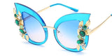 BestBuySale Women's Sunglasses Fashion Metal Frame Cat Eye Diamond Women's Sunglasses 