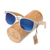 BestBuySale Wooden Handmade Polarized Sunglasses With Transparent Plastic Frame Colorful Lens And Bamboo Legs 