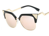 BestBuySale Women's Sunglasses Women's Metal Semi-Rimless Cat eye Summer Fashion Sunglasses -Gray,Tea,Rose gold,White gray,Silver,Blue 