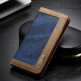 BestBuySale Cases Luxury Magnetic Denim Canvas Wallet Case for iPhone X Cover with Card Holder - Black,Blue,Brown,Pink 