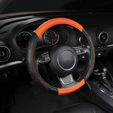 BestBuySale Steering Wheel Covers Sports Style Pu Leather Car Steering Wheel Cover - Black,Orange 