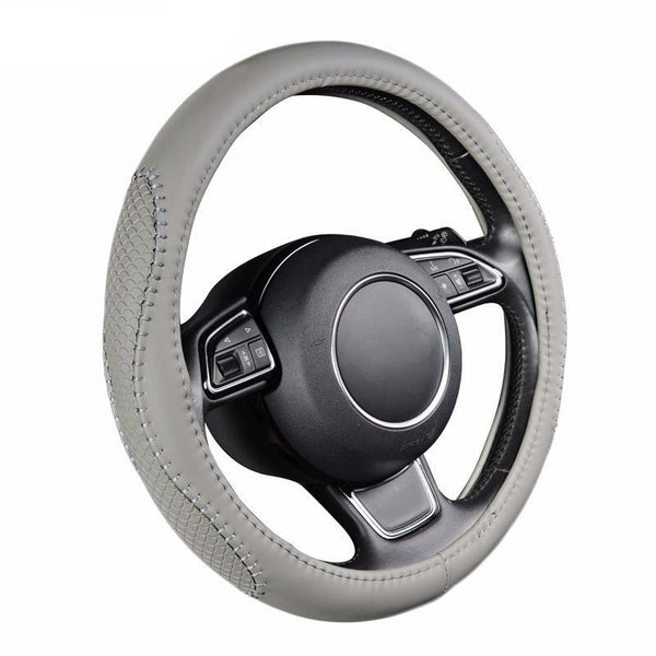BestBuySale Steering Wheel Covers Gray PU Leather Steering Wheel Cover 