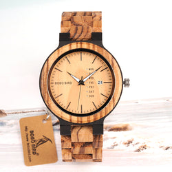 BestBuySale Wooden Watch Fashion Two-tone Wooden Quartz Watch With Date Display in Gift Box - Brown,Black 