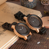 BestBuySale Wooden Watch Men's/Women's Couple's Arabic Numerals Ebony Band Wooden Watches in Gift Box 