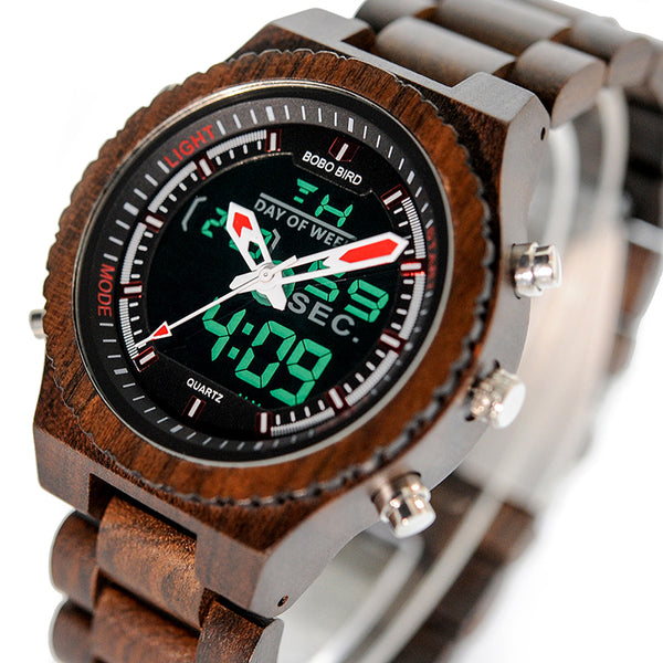 LED Wood Watch for Men
