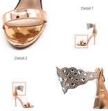 BestBuySale Heels Women's Fashion Crystal Peep Toe Zipper Back High Heels - Black,Pink,Gold 