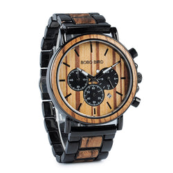 BestBuySale Wooden Watch Stylish Men's Stainless + Wood Chronograph Watch 