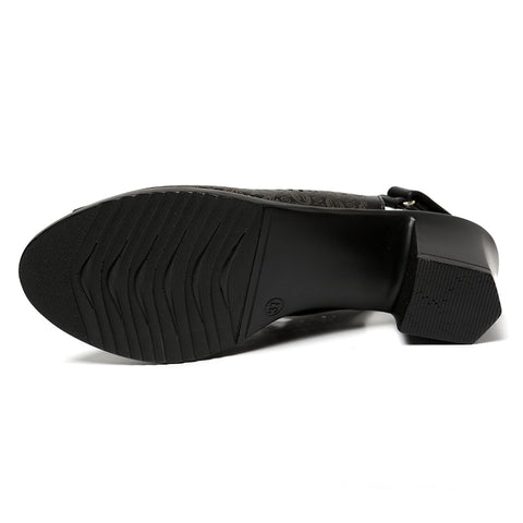 Women's Fashion Peep Toe Pu Leather Gladiator Sandals - Beige,Black