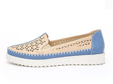BestBuySale Flats Women's Fashion Slip On Comfortable Flat Loafer Shoes - Beige Blue, White Blue, Yellow White 