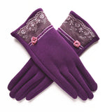 BestBuySale Gloves & Mittens Women's Embroidered Winter Gloves - Dark Coffee,Light Coffee,Green,Black,Purple,Wine Red 