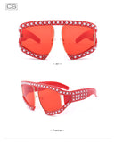BestBuySale Women's Sunglasses Fashion Women's Summer Sunglasses With Pearl Rivets - Red,Black 