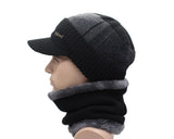 BestBuySale Skullies & Beanies Winter Knitted Beanie Cap With Collar Scarf For Men - Black,Gray,Navy 