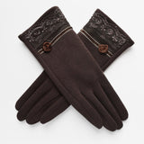 BestBuySale Gloves & Mittens Women's Embroidered Winter Gloves - Dark Coffee,Light Coffee,Green,Black,Purple,Wine Red 