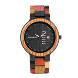 BestBuySale Wooden Watch Colorful Fashion Zebra & Ebony Wooden Watch With Date Display  in Gift Box 