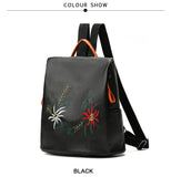 BestBuySale Backpack Fashion Women's  Embroidered PU Leather Backpacks 