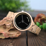 BestBuySale Wooden Watch Women's Elegant Simplistic Wooden Watch With Wood Gift Box - Pine Wood,Black Wood 