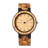 BestBuySale Wooden Watch Handmade Zebra Wood Watch for Men with Week Display 
