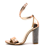 BestBuySale Heels Women's Lace Up Ankle Strap Fashion High Square Heels - Golden,Black 
