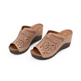 BestBuySale Heels Women's Fashion Platform Wedge Slipper Heels - Brown 