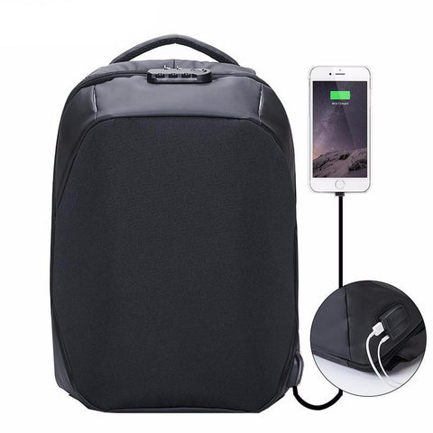 Anti-theft 15.6 inch Laptop Backpack With External USB Charge - Black,