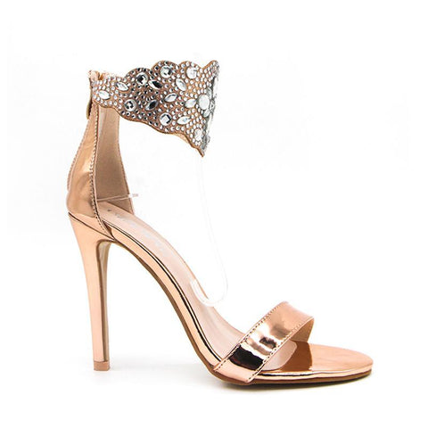 Women's Fashion Crystal Peep Toe Zipper Back High Heels - Black,Pink,G