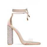 BestBuySale Heels Ankle Strap Fashion Women's Square Heels - Beige,Gold 