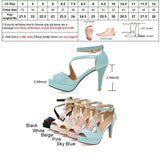 BestBuySale Heels Women's Fashion Summer Gladiator 10 cm High Heels Sandals - Beige,Black,Sky Blue,Pink,White 