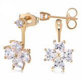 BestBuySale Earrings Women's Flower Crystal Stud Earring With Shiny Heart Shape Austrian Cubic Zirconia 