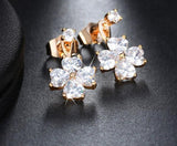 BestBuySale Earrings Women's Flower Crystal Stud Earring With Shiny Heart Shape Austrian Cubic Zirconia 