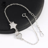 BestBuySale Bracelet Women's Casual Silver Color Bracelet with Heart & Star Pendant 