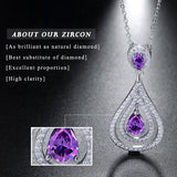 BestBuySale Pendant Necklace Real 925 Sterling Silver Pendant Necklace With Purple CZ 
