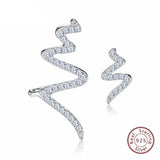 BestBuySale Earrings Women's 925 Sterling Silver Twisted Stud Earrings With AAA Austrian Cubic Zirconia 