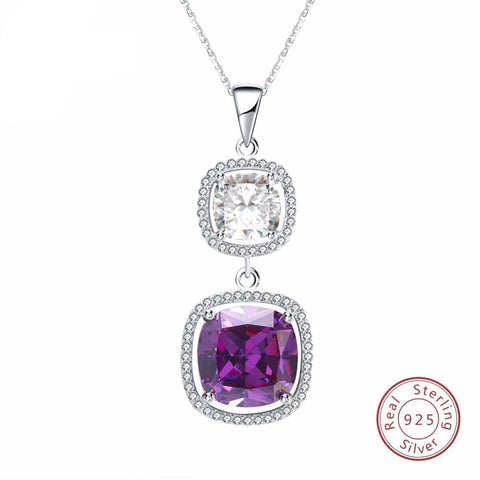 BestBuySale Pendant Necklace 925 Sterling Silver Pendant Necklace With Big AAA Cubic Zirconia 
