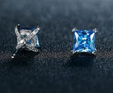 BestBuySale Earrings Women's Cute Silver Color Earring Studs with 1.2ct Blue Cubic Zirconia 