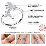 BestBuySale Rings Women's Fashion 925 Sterling Silver Adjustable Flower Design Ring with Austrian Cubic Zirconia 