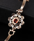 BestBuySale Bracelet Lead & Nickel Free Women's Rose Gold Bracelet With Red AAA Zircon Flower 
