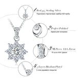 BestBuySale Pendant Necklace Women's Real 925 Sterling Silver Pendant Necklace With Crystal Snowflake 